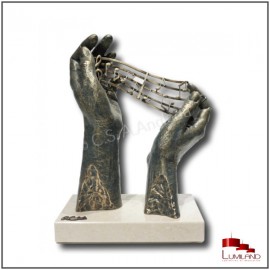 Sculpture Ode à La Musique, Bronze et Quartz