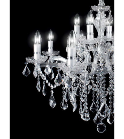 Lustre FLORIAN à pampilles chrome ou doré | Lumiland