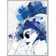 Tableau VISAGE, Tons Bleus, Caisse américaine Blanche, 64 x 94