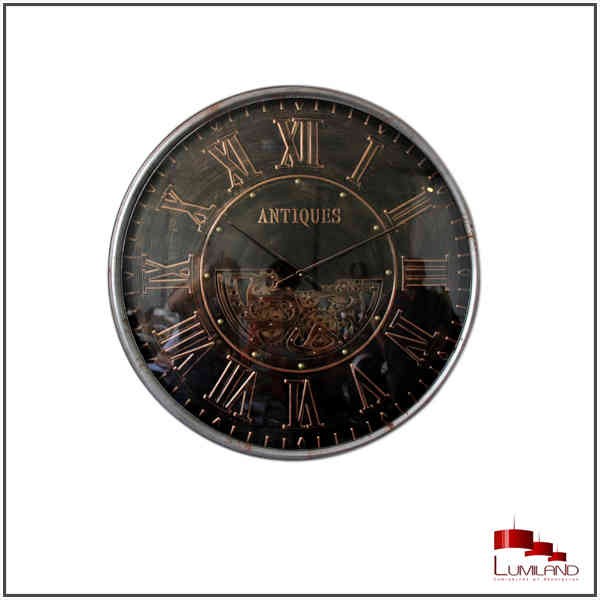 Horloge ANTIQUES, Noire et Cuivre, D103