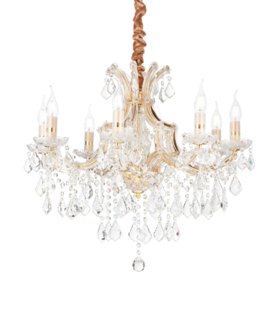 Lustre NAPOLÉON à pampilles cristal chrome ou doré | Lumiland