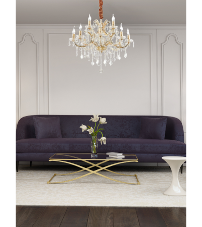 Lustre NAPOLÉON à pampilles cristal chrome ou doré | Lumiland