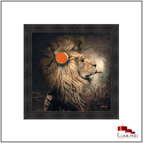 Tableau LION PUNK, Noir, 40 x 40cm