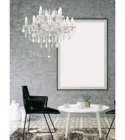 Lustre NAPOLÉON à pampilles cristal chrome ou doré | Lumiland