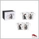 Coffret 4 Mugs CHATS AMOUREUX, Blanc, Noir et Rouge, 300ml