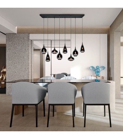 Suspension LUMINA en verre fumé 3, 6 ou 8 lumières | Lumiland