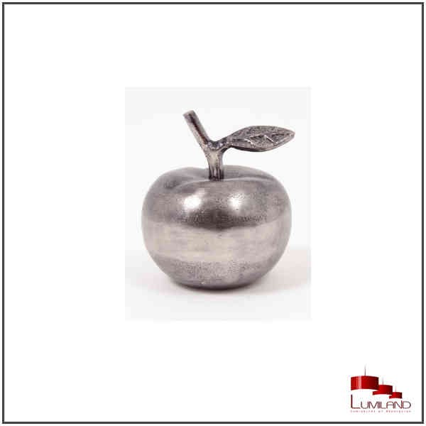 objet décoratif ASTRID, pomme en aluminium finition argent antique 12cm