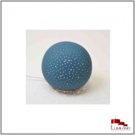 Lampe à poser ATTIRANCE, porcelaine boule bleue effet étoilé