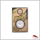 Horloge NAUTILUS rectangulaire en bois et métal, engrenages mobiles.