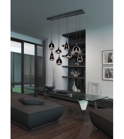 Suspension LUMINA en verre fumé 3, 6 ou 8 lumières | Lumiland