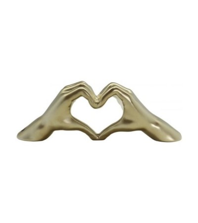 Objet décoratif MAINS COEUR : Une sculpture en céramique dorée