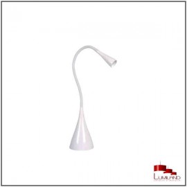 Lampe BURO flexible, finition métal et silicone blanc, L.E.D intégrée