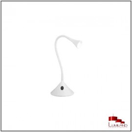 Lampe de bureau flexible VIPER finition métal et silicone blanc L.E.D intégrée 