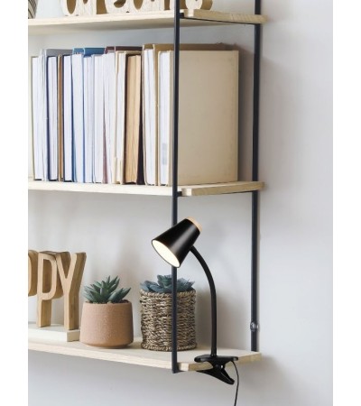Lampe pince PONGO noir & bois – Pratique et élégante