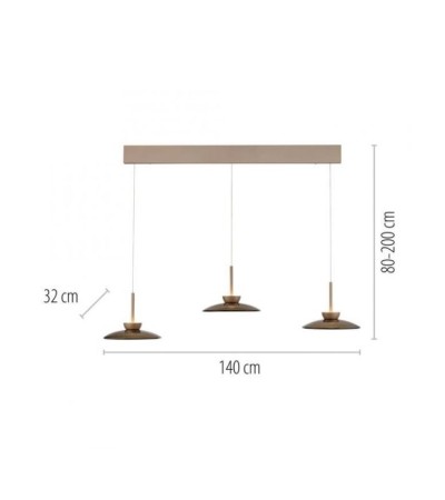 Suspension LED PURE Moon 3 lumières – Design bronze élégant