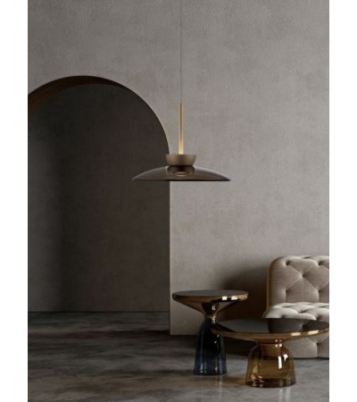 Suspension LED PURE Moon – Design bronze et verre fumé