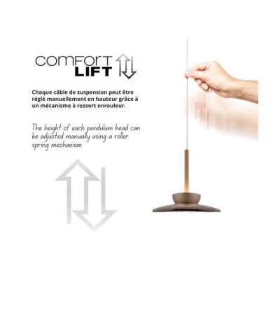 Suspension LED PURE Moon – Design bronze et verre fumé
