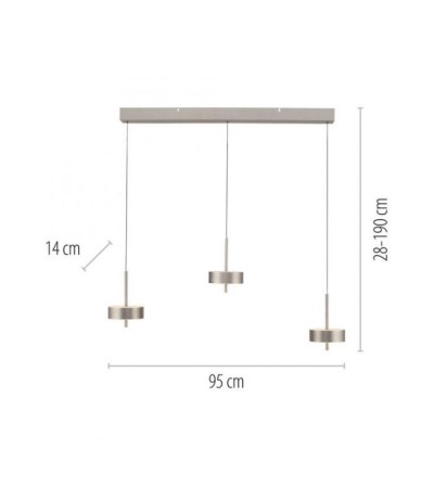 Suspension LED 3 lumières connectée avec CCT & Comfort Lift