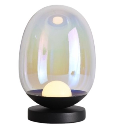 Lampe Dôme IRIS – LED 3 intensités – Verre irisé & métal noir