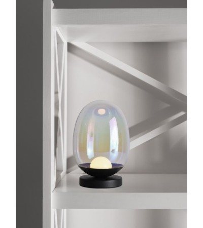Lampe Dôme IRIS – LED 3 intensités – Verre irisé & métal noir