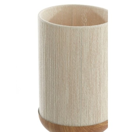 Lampe à poser DANIA bois et corde crème : Ø22,5xH50 cm