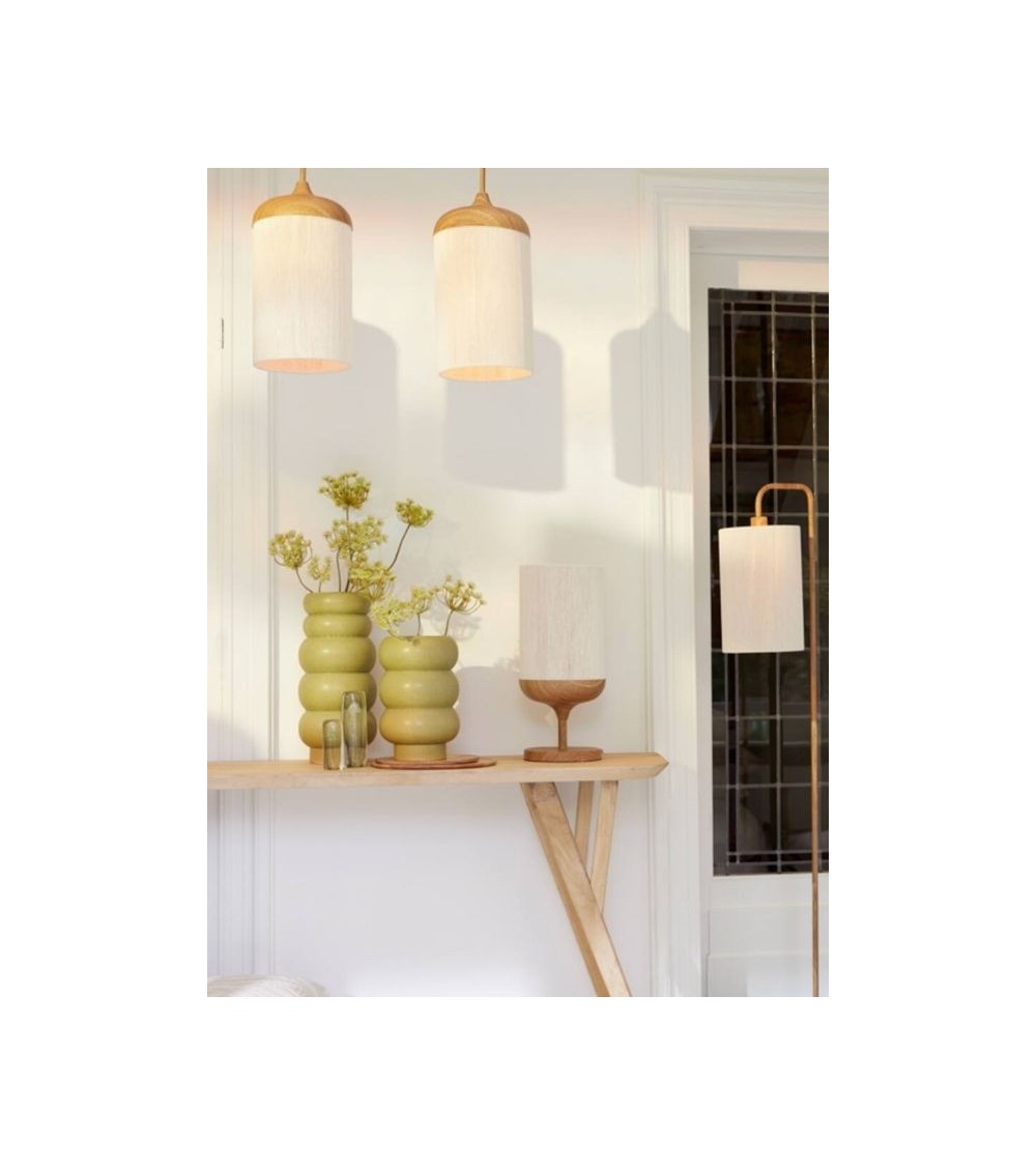 Lampe à poser DANIA bois et corde crème : Ø22,5xH50 cm Lampe à poser DANIA bois et corde crème : Ø22,5xH50 cm