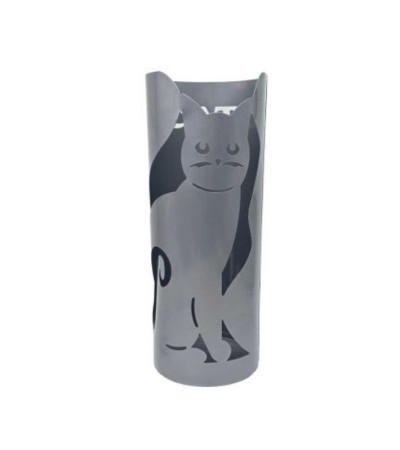 Porte-parapluie CHAT HOME argenté – Métal silhouette chat