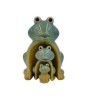 Statuette famille grenouille / chouette. Déco artisanale en céramique