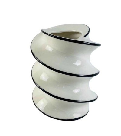 Vase spirale HELIX – Vase design noir et blanc en céramique moderne