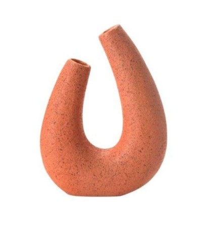 Vase NOMADE orange texturé – Vase design forme U bohème chic