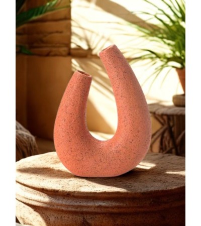 Vase NOMADE orange texturé – Vase design forme U bohème chic