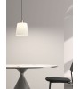 Suspension DEKO – Luminaire laiton mat, abat-jour en verre blanc.