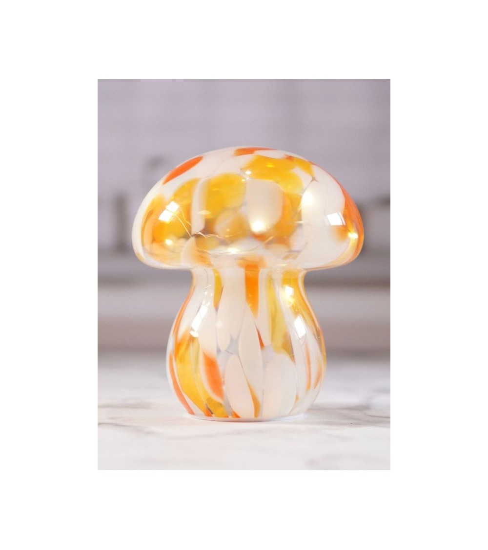 Champignon lumineux SIMONA en verre – Lampe déco à piles rétro Champignon lumineux SIMONA en verre – Lampe déco à piles rétro
