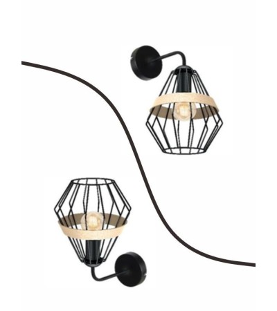 Suspension métal et bois noir naturel – LUMILAND