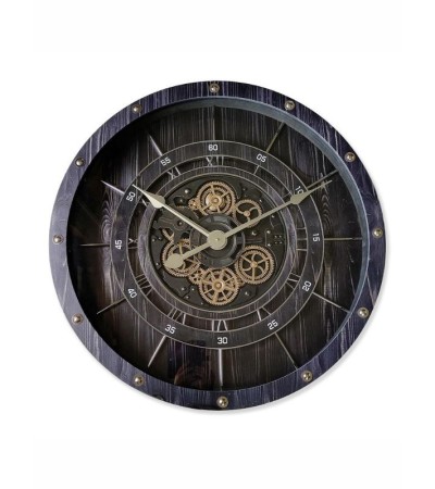 Horloge murale à engrenages 80 cm – Design industriel sous verre