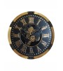 Horloge murale engrenages 64 cm – Carte du monde, design industriel