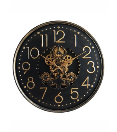 Horloge murale engrenages 60 cm – Design industriel avec verre
