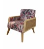 Fauteuil ZEINA cannage fleuri rose – Style bohème chic 77 cm