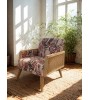 Fauteuil ZEINA cannage fleuri rose – Style bohème chic 77 cm