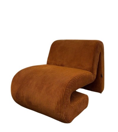 Fauteuil design ECUREUIL terracotta. Assise rétro 70s confortable