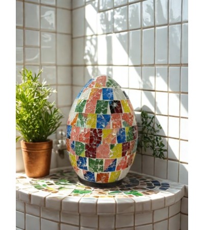 Lampe œuf en mosaïque multicolore – Déco lumineuse en 3 tailles