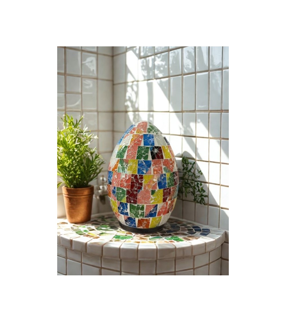 Lampe œuf en mosaïque multicolore – Déco lumineuse en 3 tailles