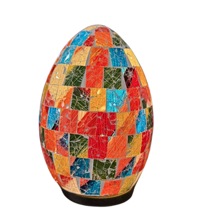 Lampe œuf en mosaïque multicolore – Déco lumineuse en 3 tailles