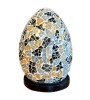 Lampe œuf mosaïque gris et doré 15 cm – Déco lumineuse artisanale