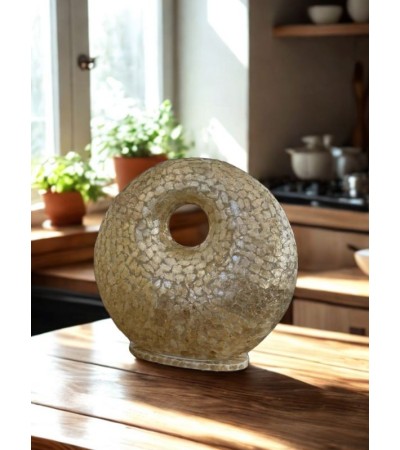 Lampe DONUT nacre dorée – Luminaire décoratif à poser Ø20 à Ø30 cm