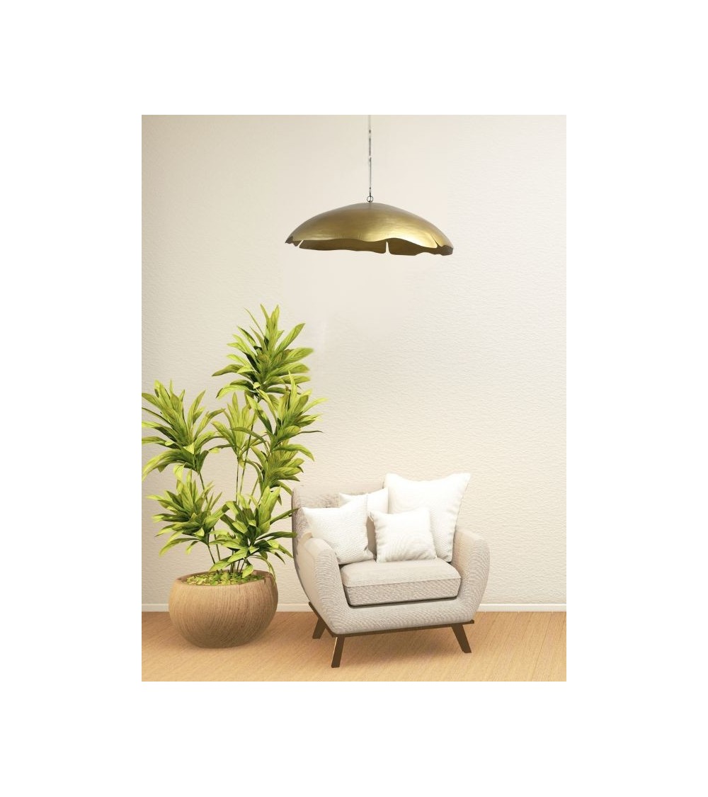 Suspension ALYA doré vieilli Ø80 cm – Luminaire design métal Suspension ALYA doré vieilli Ø80 cm – Luminaire design métal