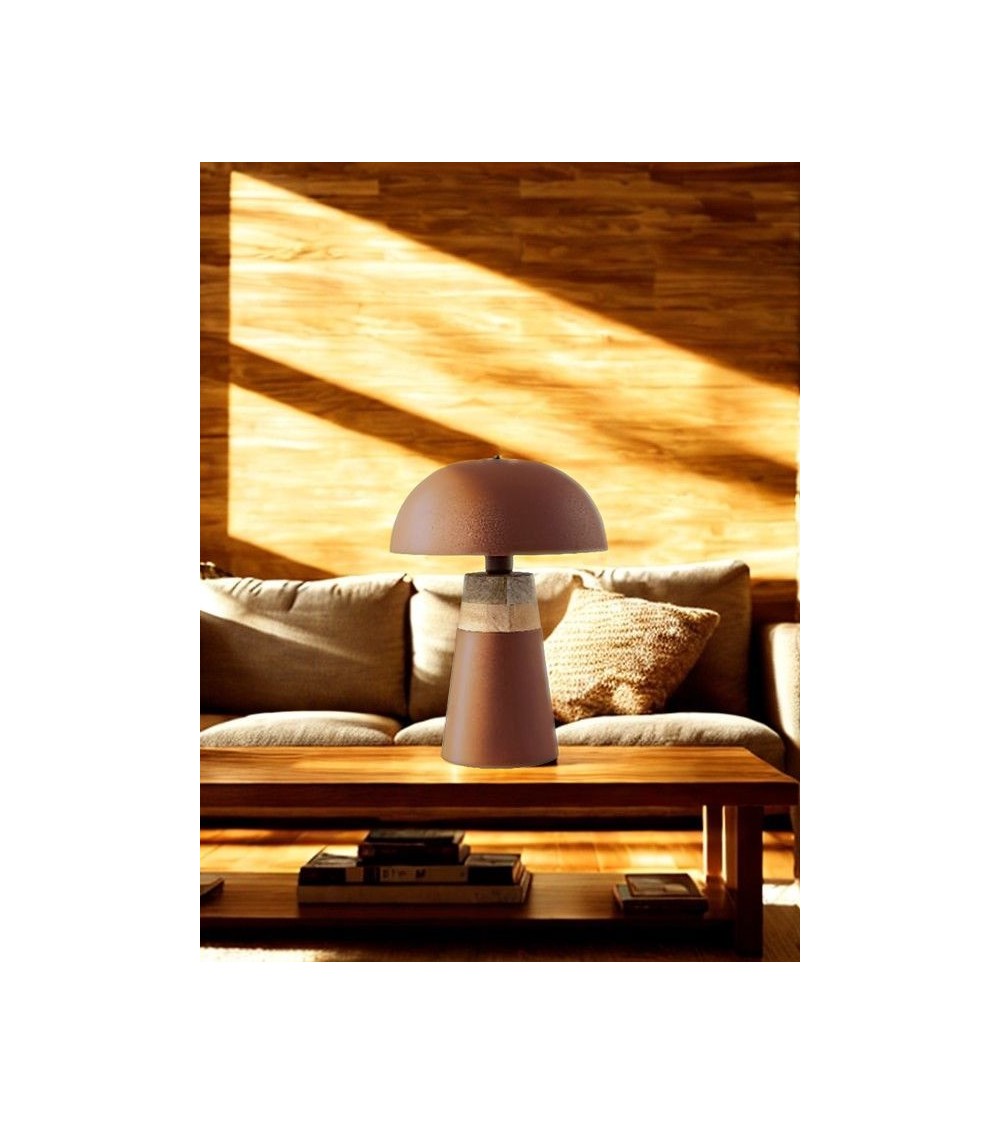 Lampe CALISTA bois & métal – Terracotta ou sable Lampe CALISTA bois & métal – Terracotta ou sable