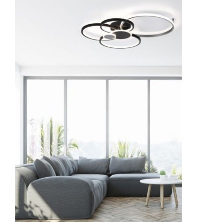 Plafonnier LED noir et alu