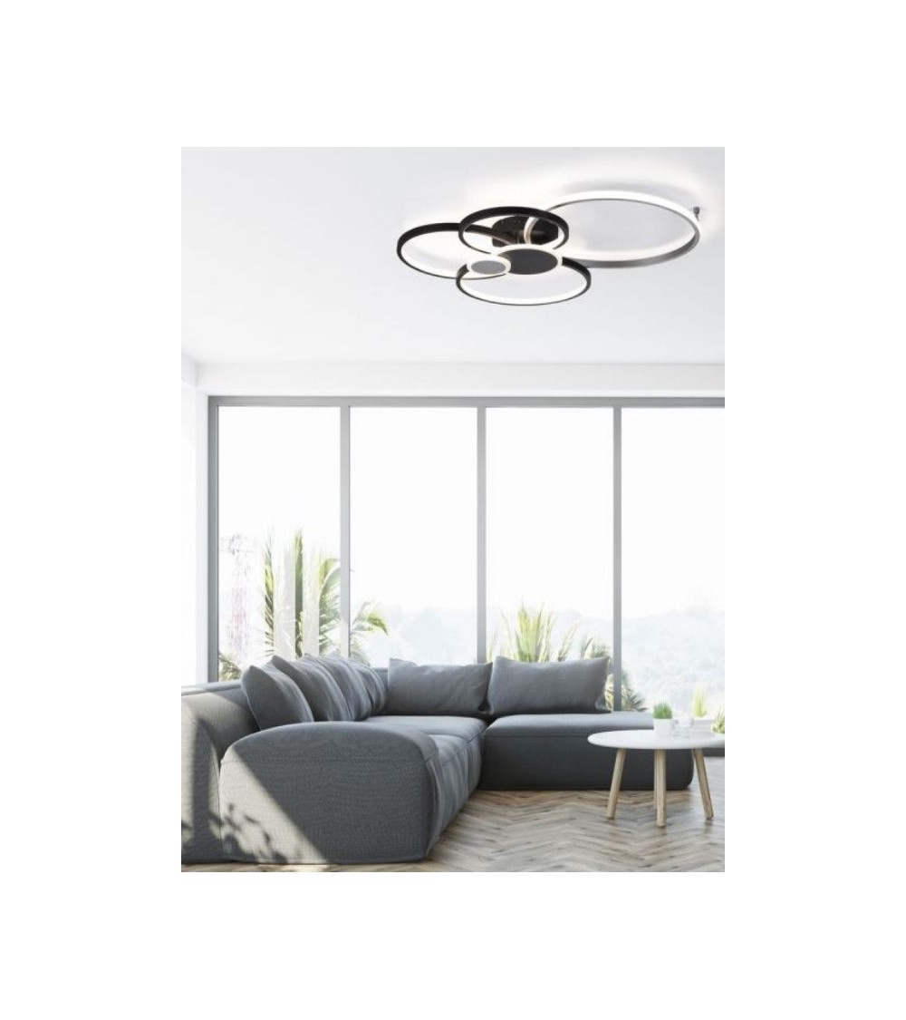 Plafonnier LED noir et alu Plafonnier LED noir et alu