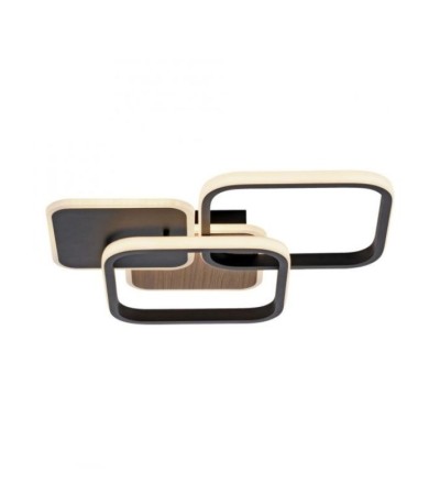 Plafonnier LED WOODLINE – Design noir et bois, lumière chaleureuse